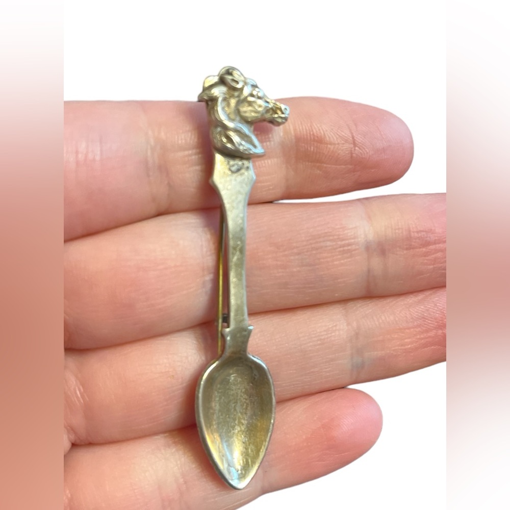 C Clasp Horse Head Spoon Brooch
